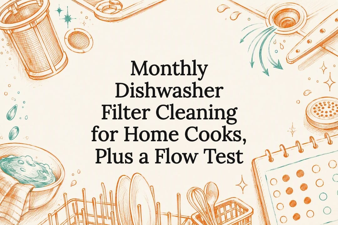 Decorative dishwasher filter cleaning title card