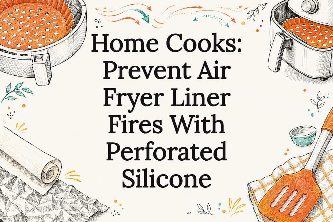 Decorative air fryer liner safety title card
