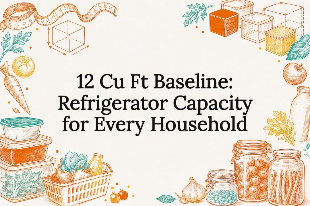 Decorative refrigerator capacity sizing title card