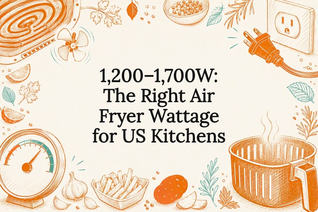 Decorative air fryer wattage guide title card