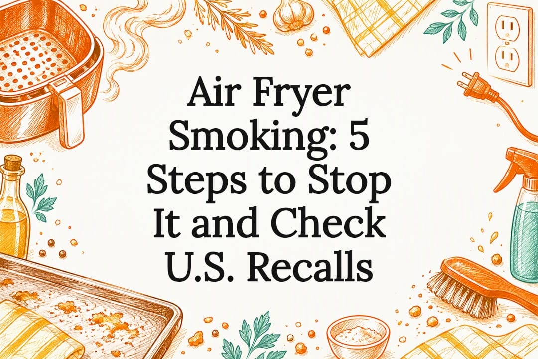 Decorative air fryer smoke safety title card
