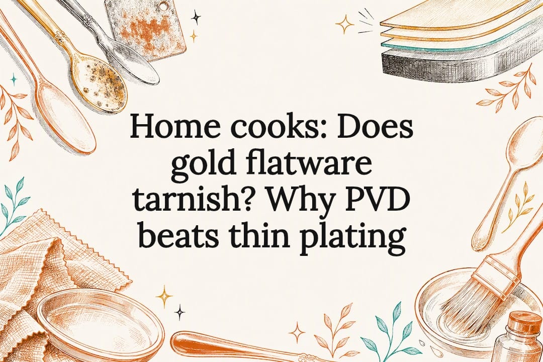 Decorative gold flatware care title card