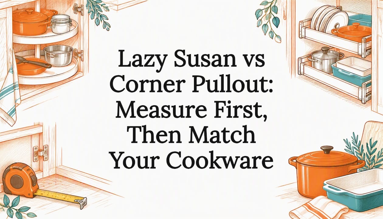Kitchen storage title card with sketched cookware