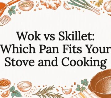 Hand drawn wok and skillet title card