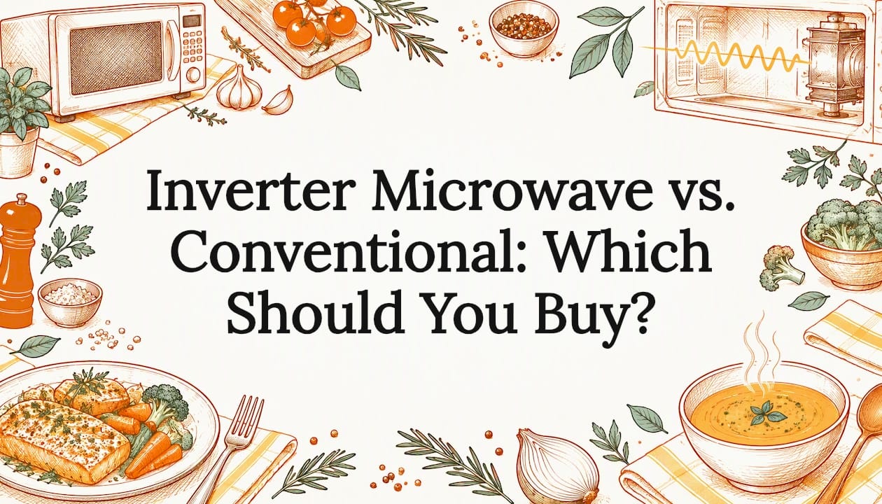 Hand drawn microwave themed article title card