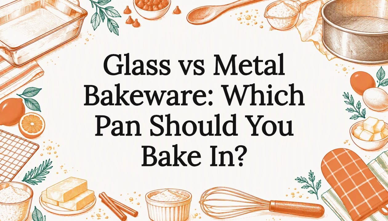 Sketches of glass and metal bakeware
